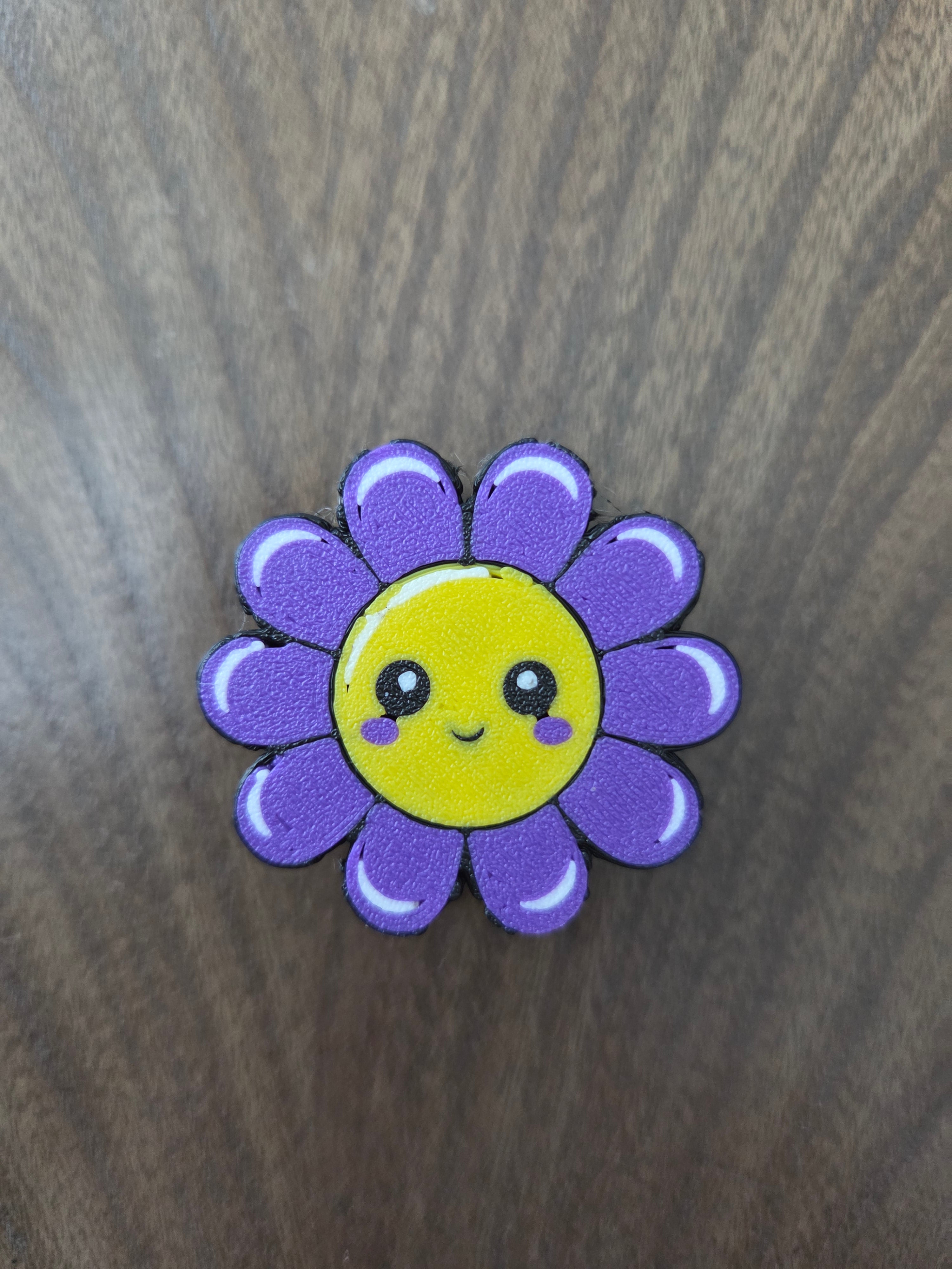 Purple Flower Straw Topper