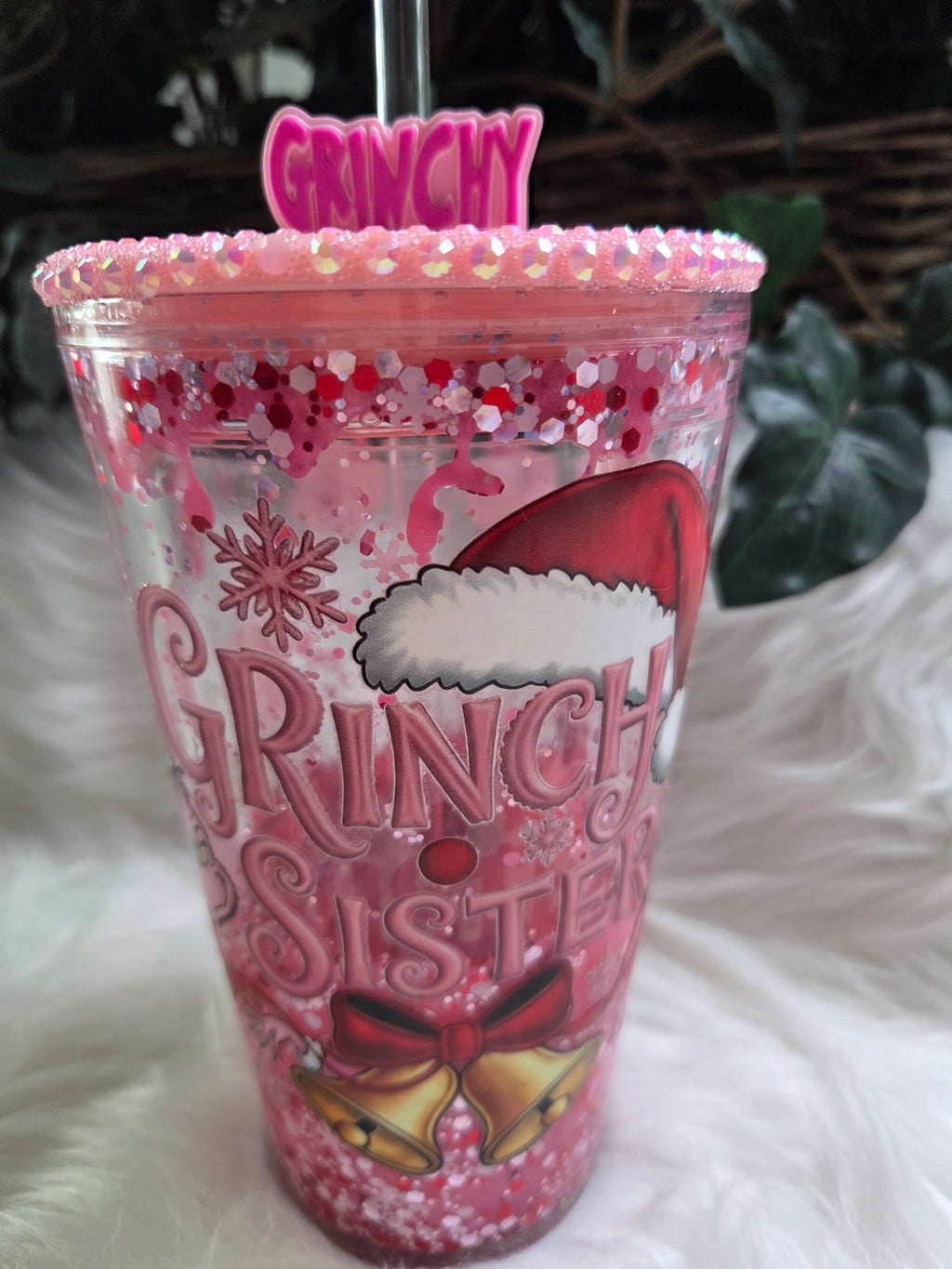16oz Lava Snowglobe With Screw-on Rhinestone Lid & Topper