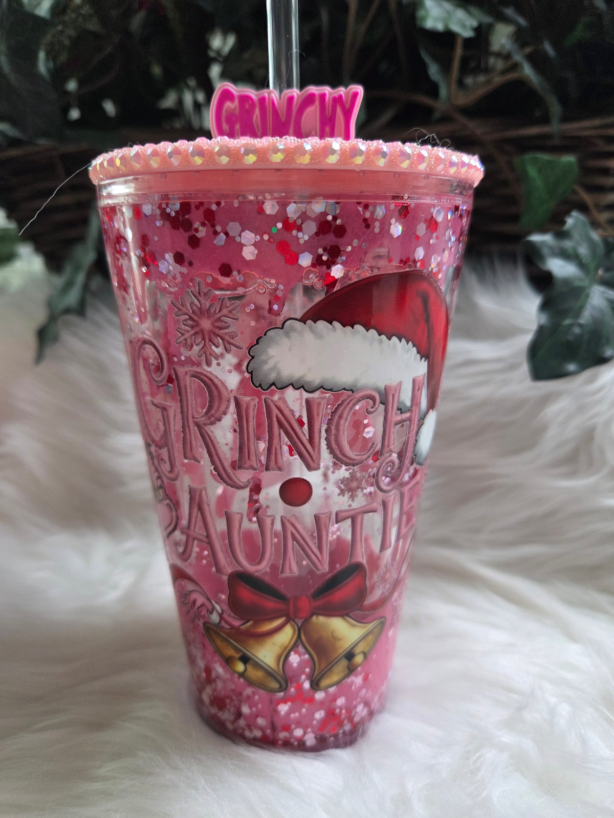 16oz Lava Snowglobe With Screw-on Rhinestone Lid & Topper