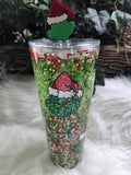 24oz Tapered Acrylic Snow Globe Tumbler W/ Topper