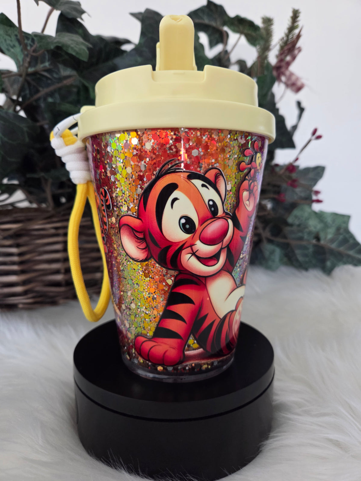 12oz Acrylic Sip Tumbler Snow Globe W/ Color Strap