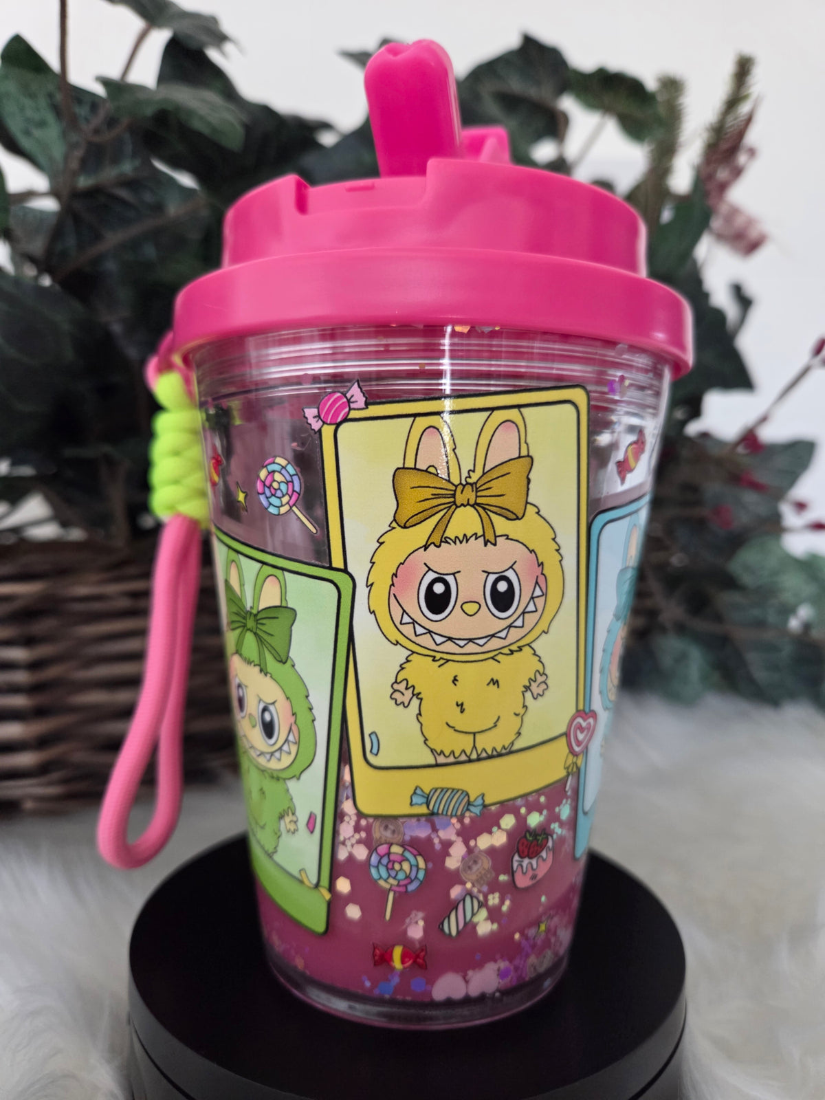 12oz Sip Tumbler Snow Globe W/Color Strap