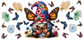 Character Giving Gnome and Butterflies