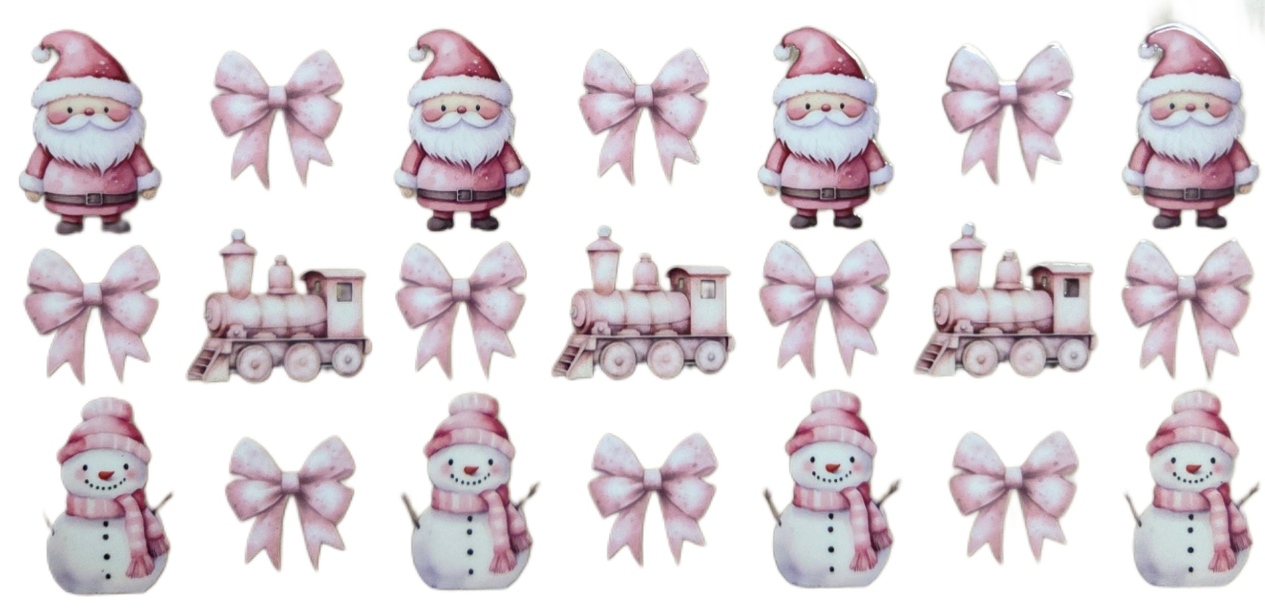 Pink Santa with Pink Bows & Trains