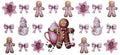 Gingerbread Man with Pink Bows & Snowman