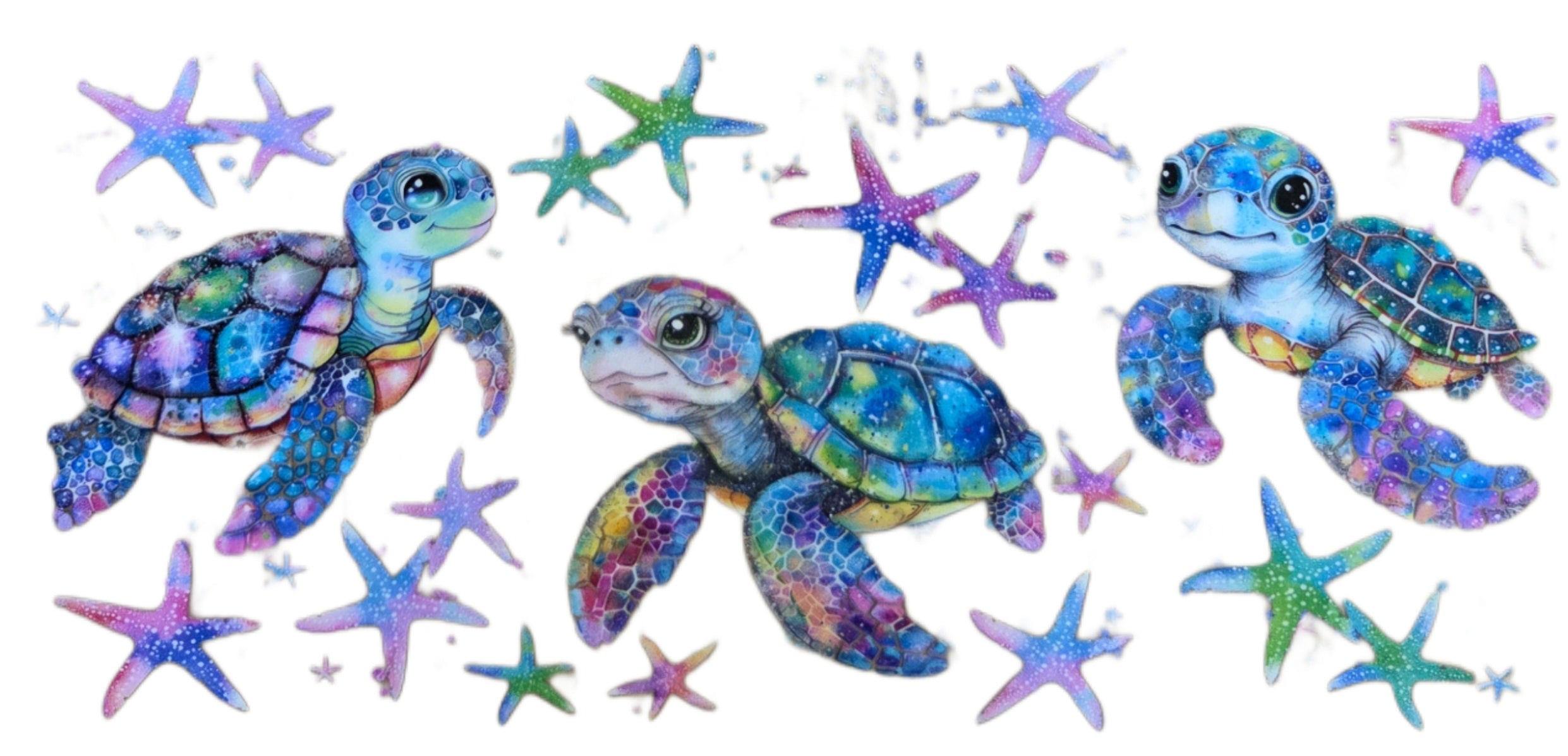 Pastel Sea Turtles with Starfish