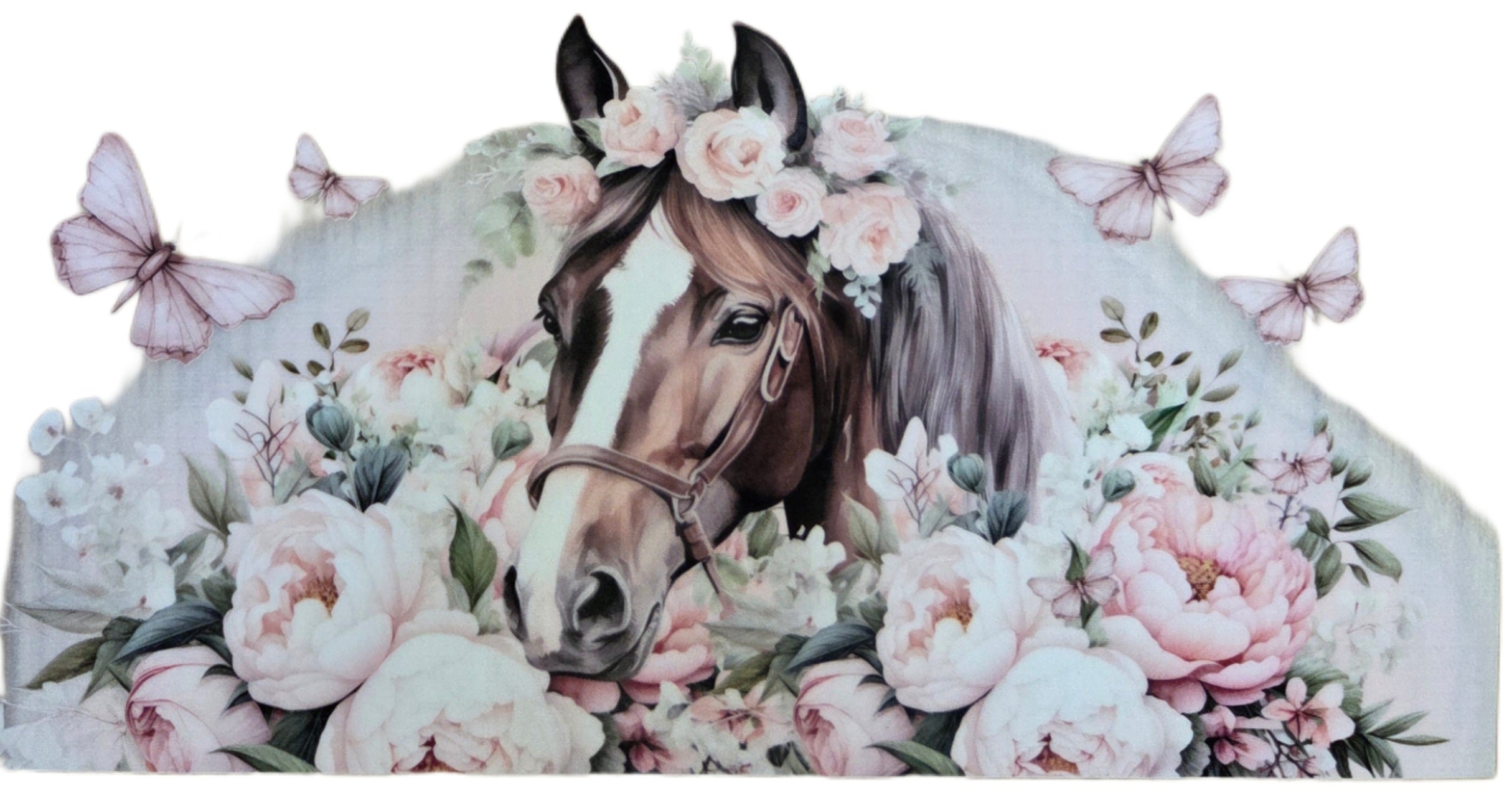 Brown Derby Horse with Flowers