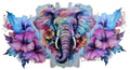 Boho Elephant and Colorful Flowers