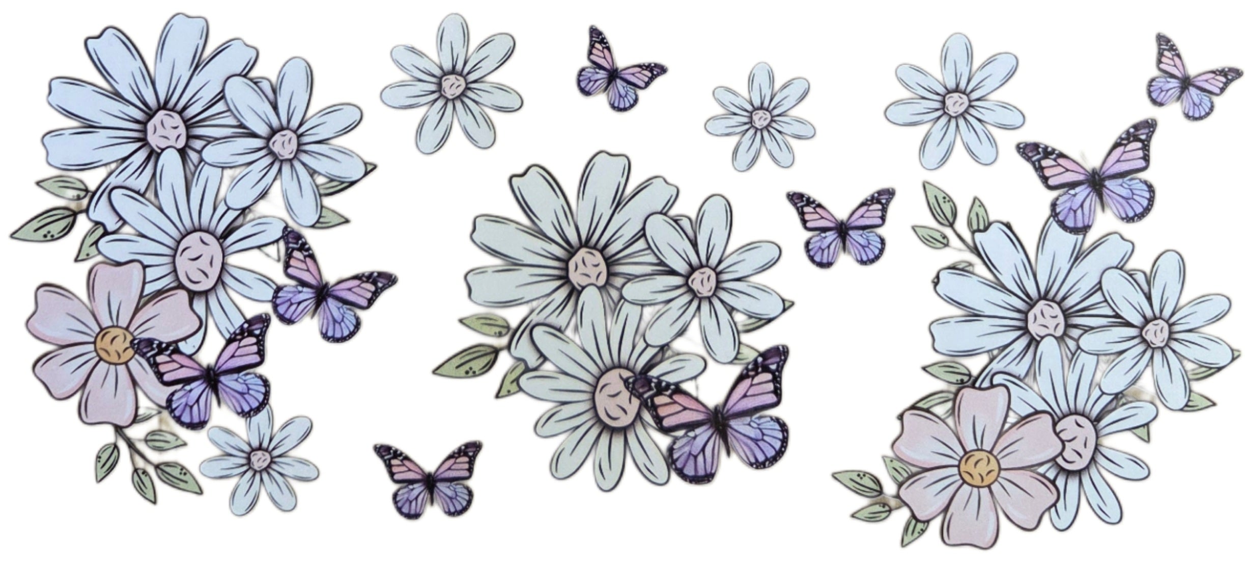 Pastel Mauve Butterflies & Daisies