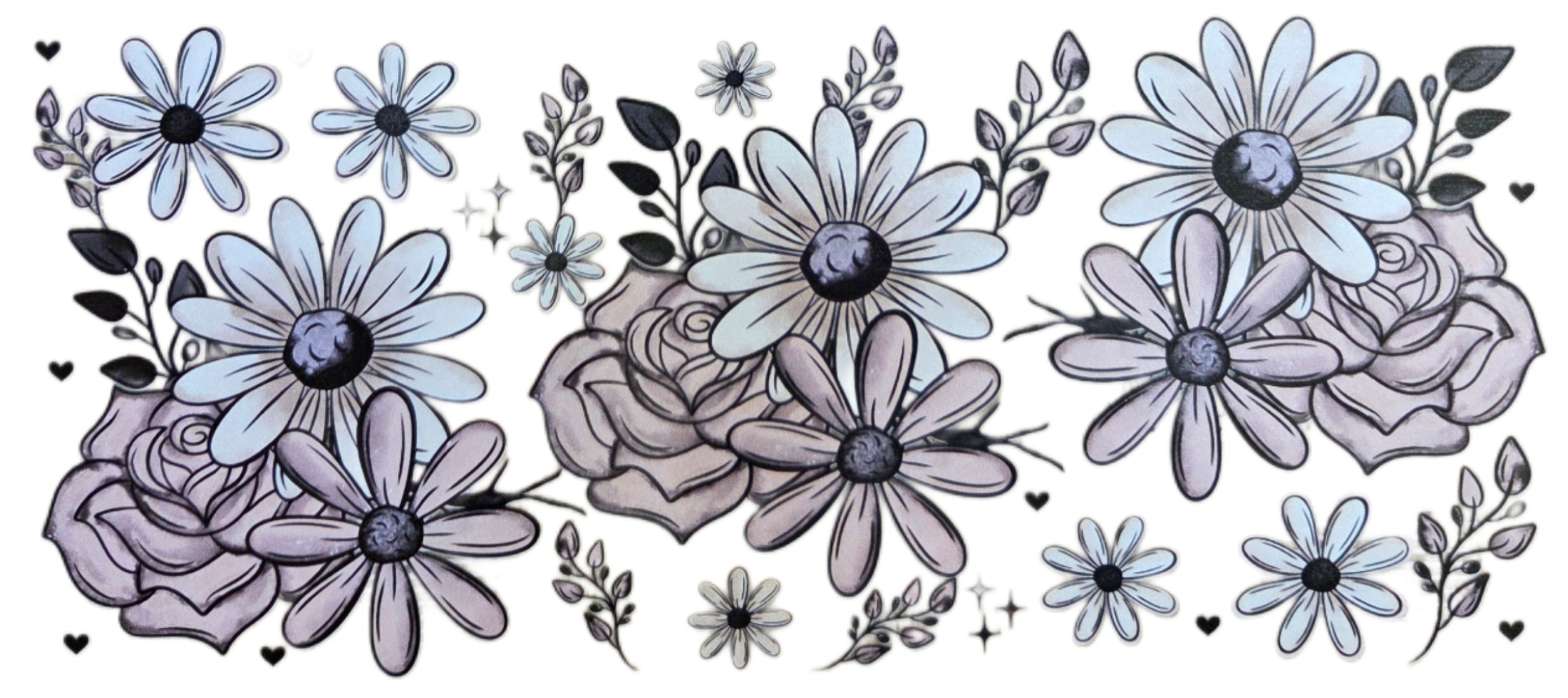 Beautiful Purple Roses & Blue Flowers