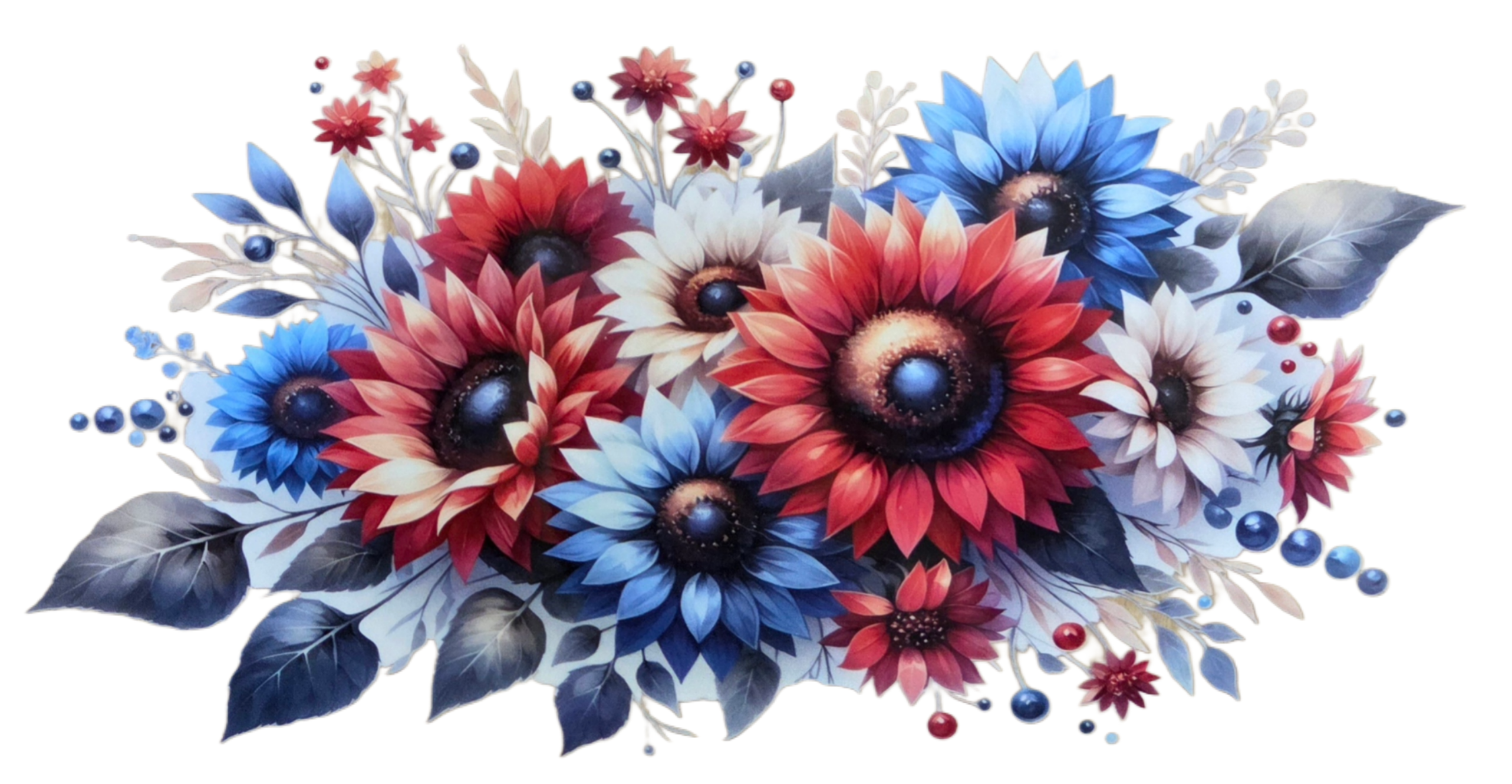Blue & Red Daisy's