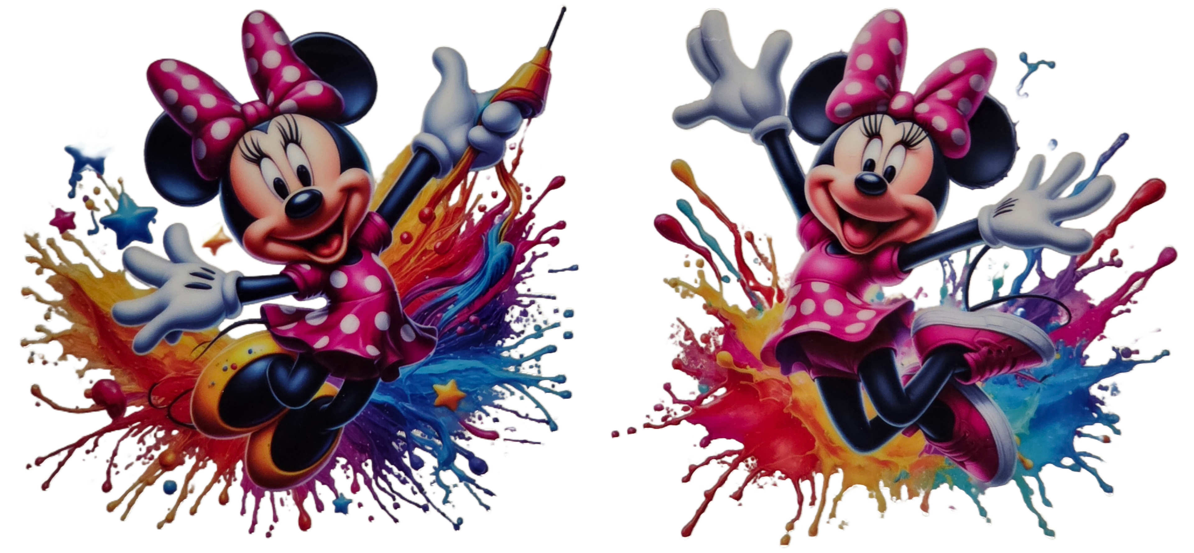 Two Minnie with Colorful Paint Splash