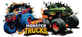 Blue & Green Monster Trucks