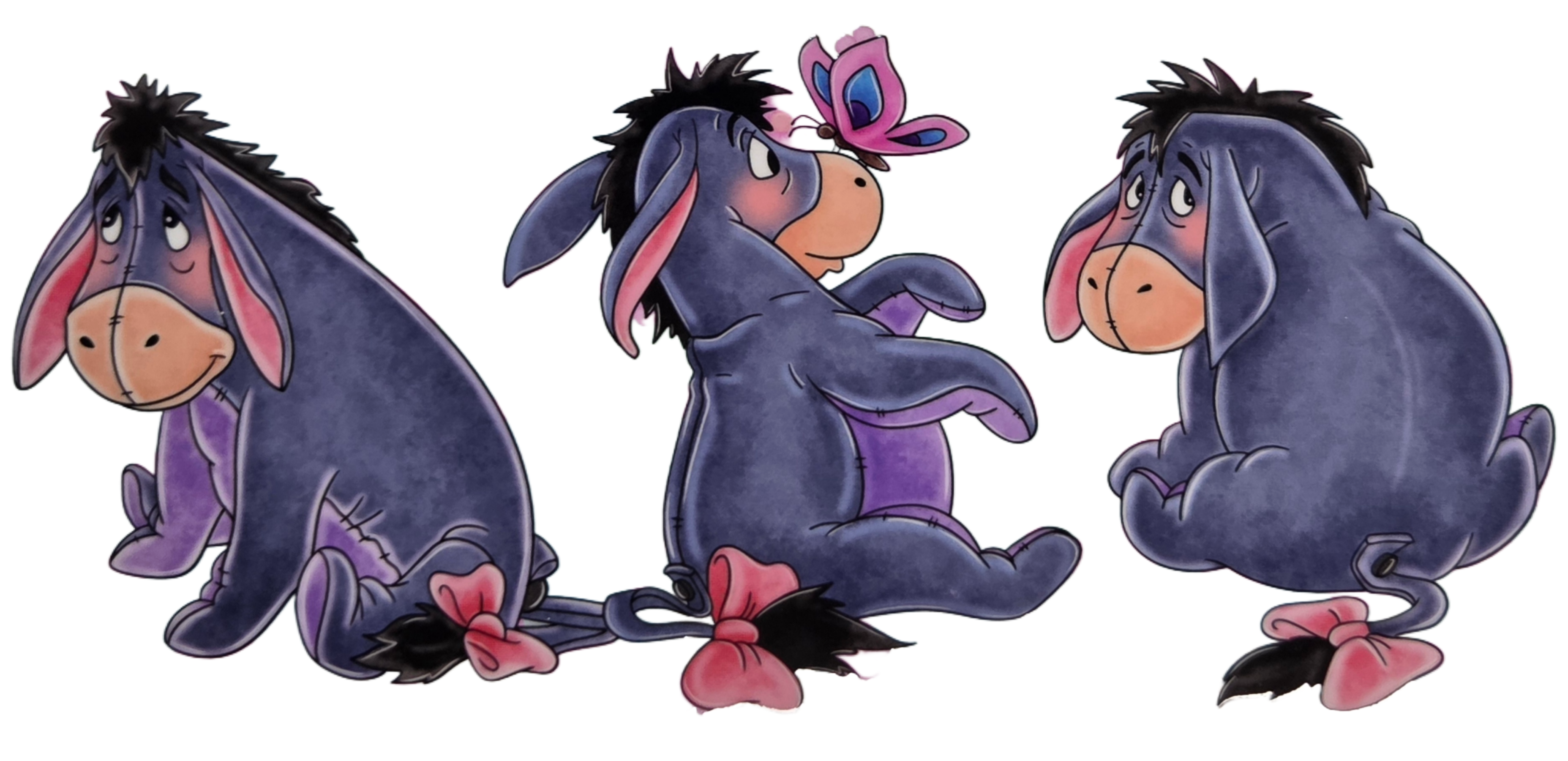 Adorable Eeyore with Butterfly & Blue Background