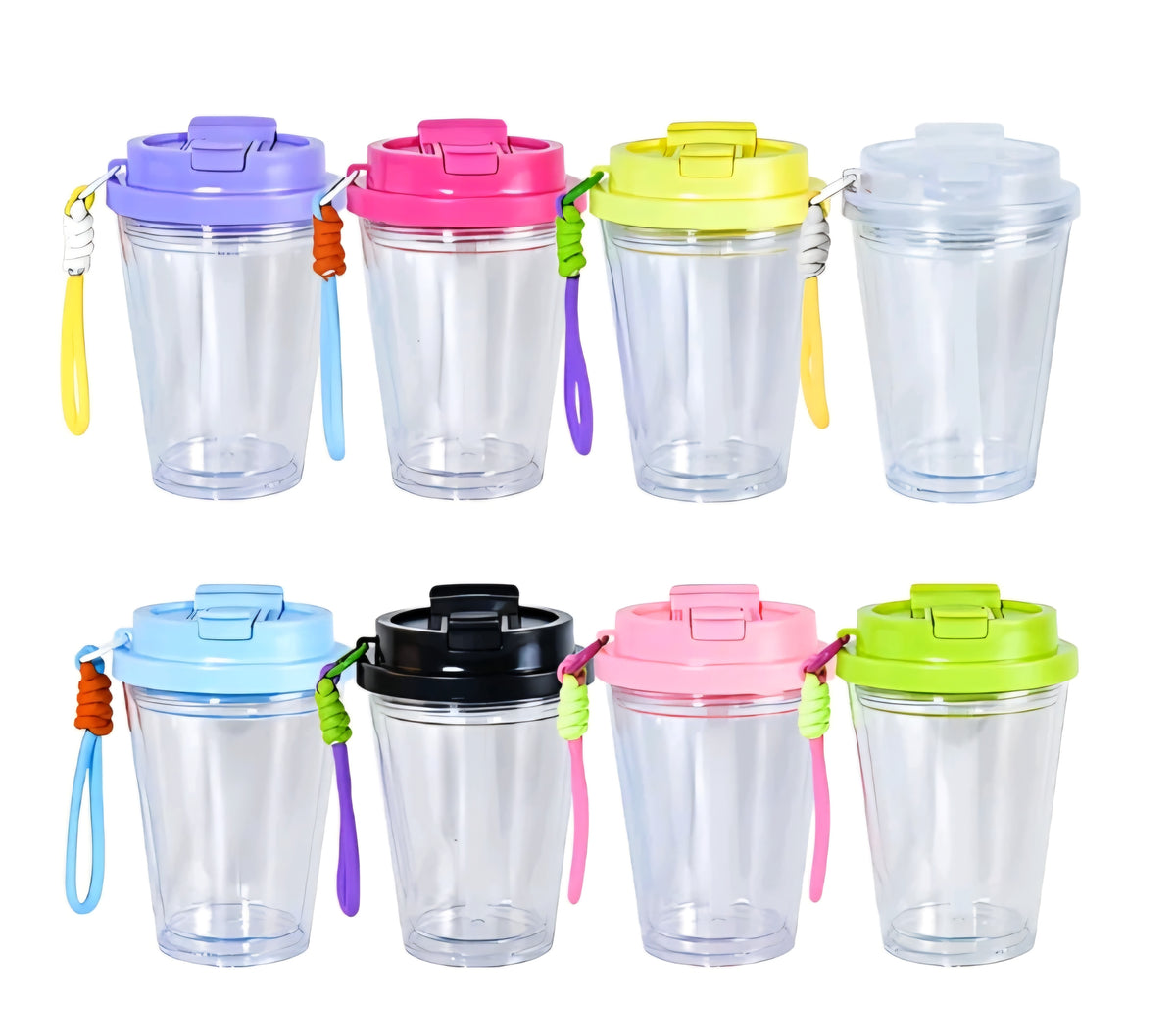 12oz Acrylic Sip Lid Tumbler W/Mixed Color Straps